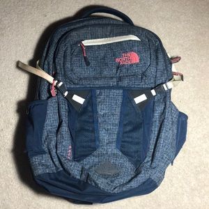 North face reacon pink and blue backpack